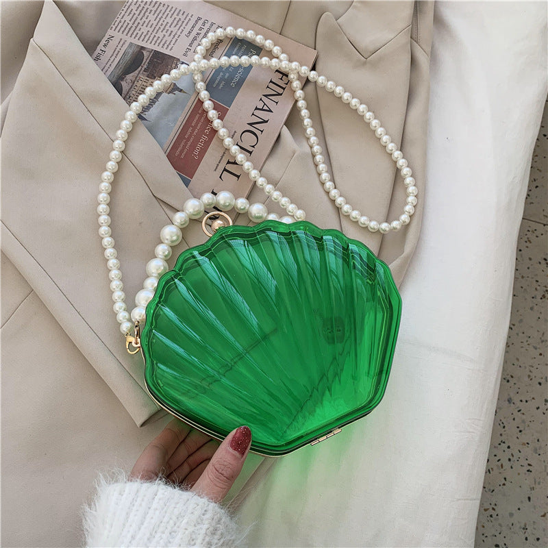 Transparent Shell Bag Box Bag Pearl Female Messenger Shoulder Retro Texture