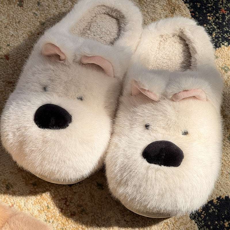 Women's Winter Plush Cartoon Puppy Cotton Slippers