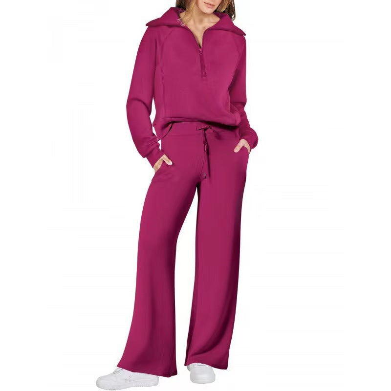 Europe And America Foreign Trade 2024 Autumn And Winter Fashion Casual Sport Two-piece Set For Women