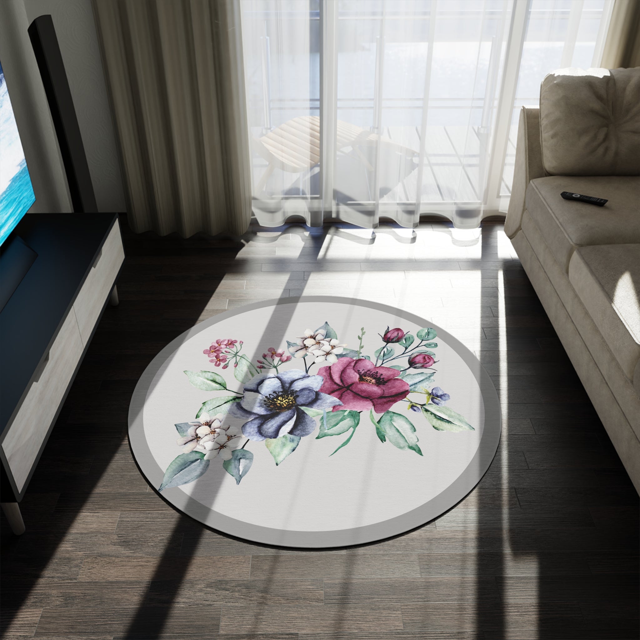 Copy of Floral Watercolor Round Rug