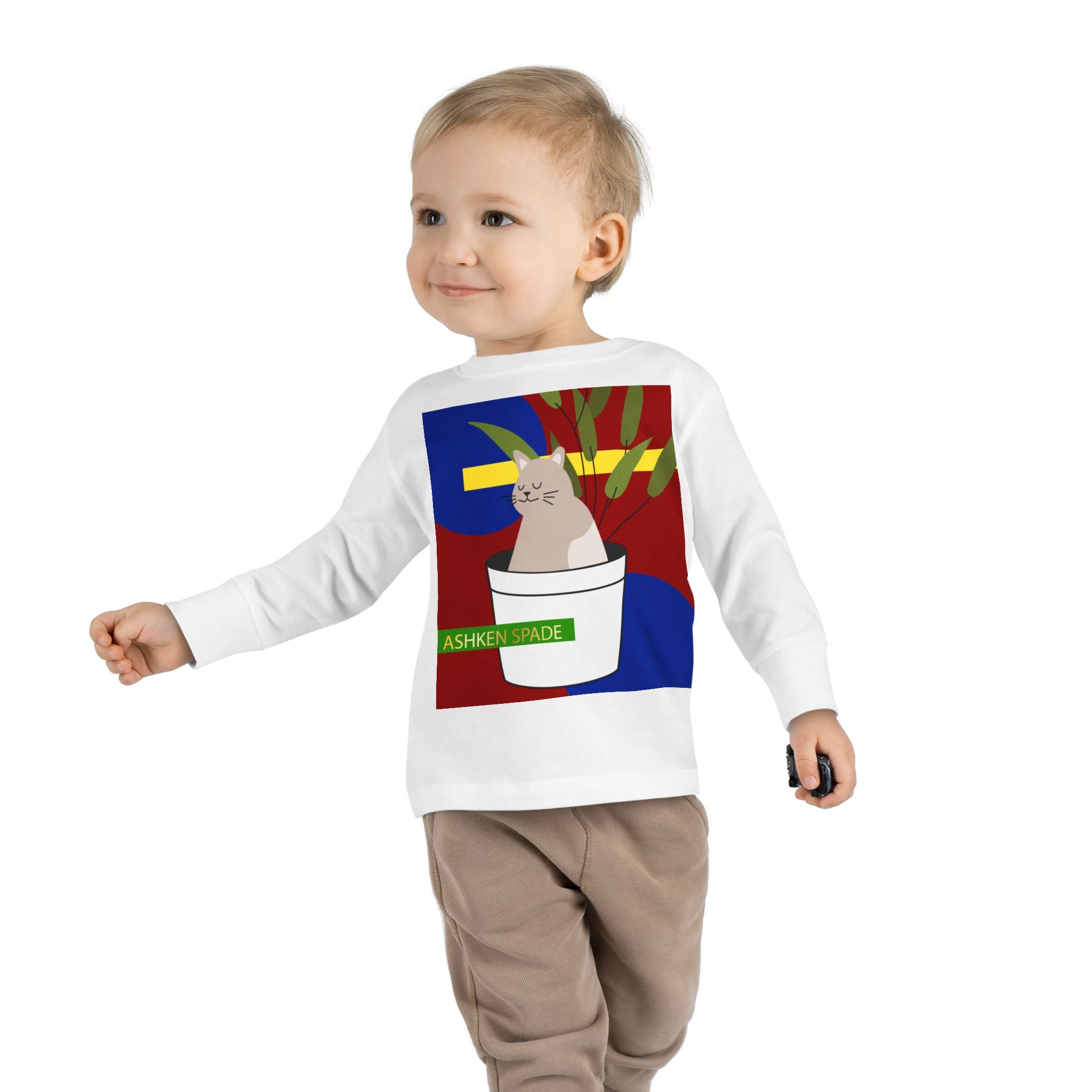 Toddler Tee — 'Ashken Spade' Cat Plant Graphic Long Sleeve