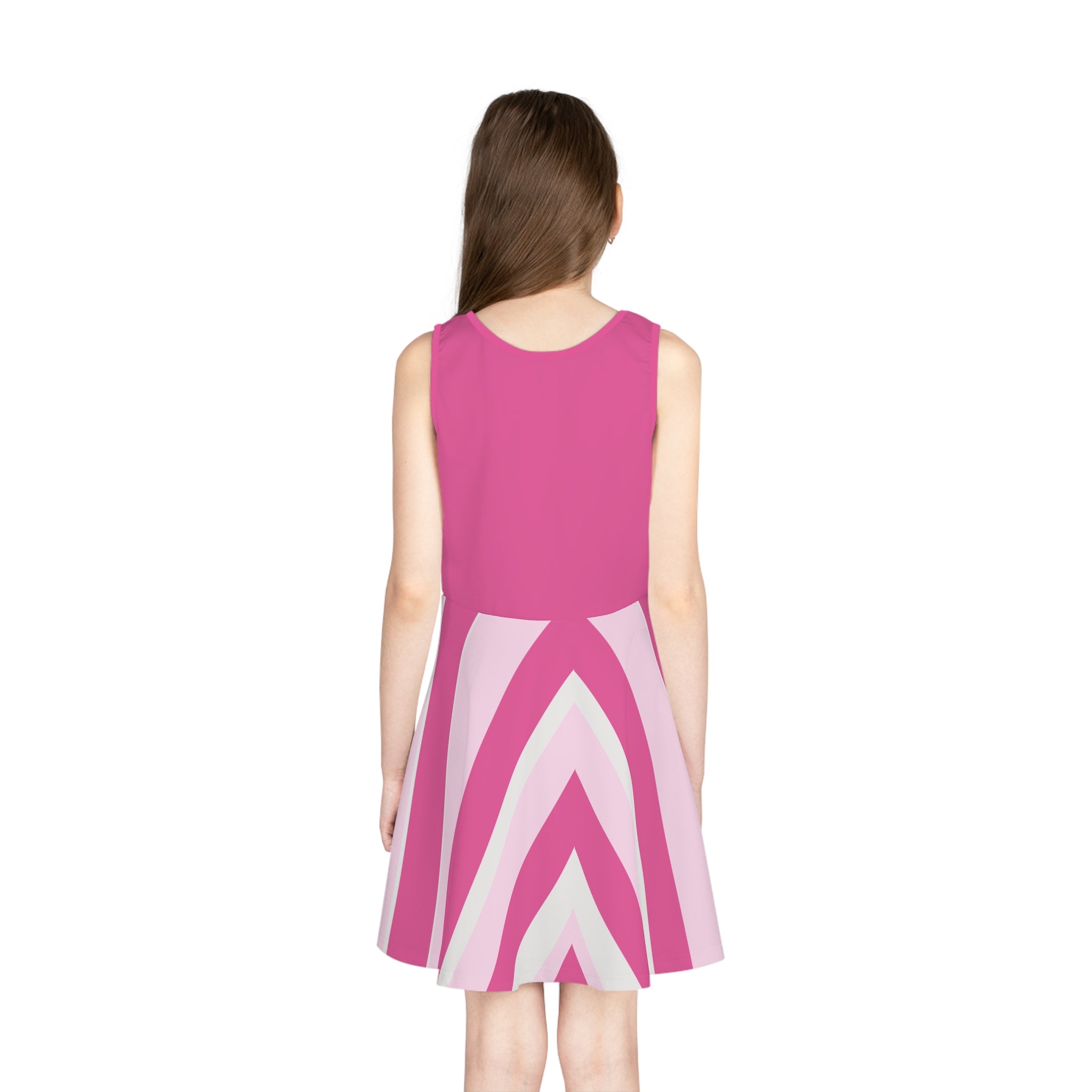 Pink Geometric Chevron Girls' Sundress