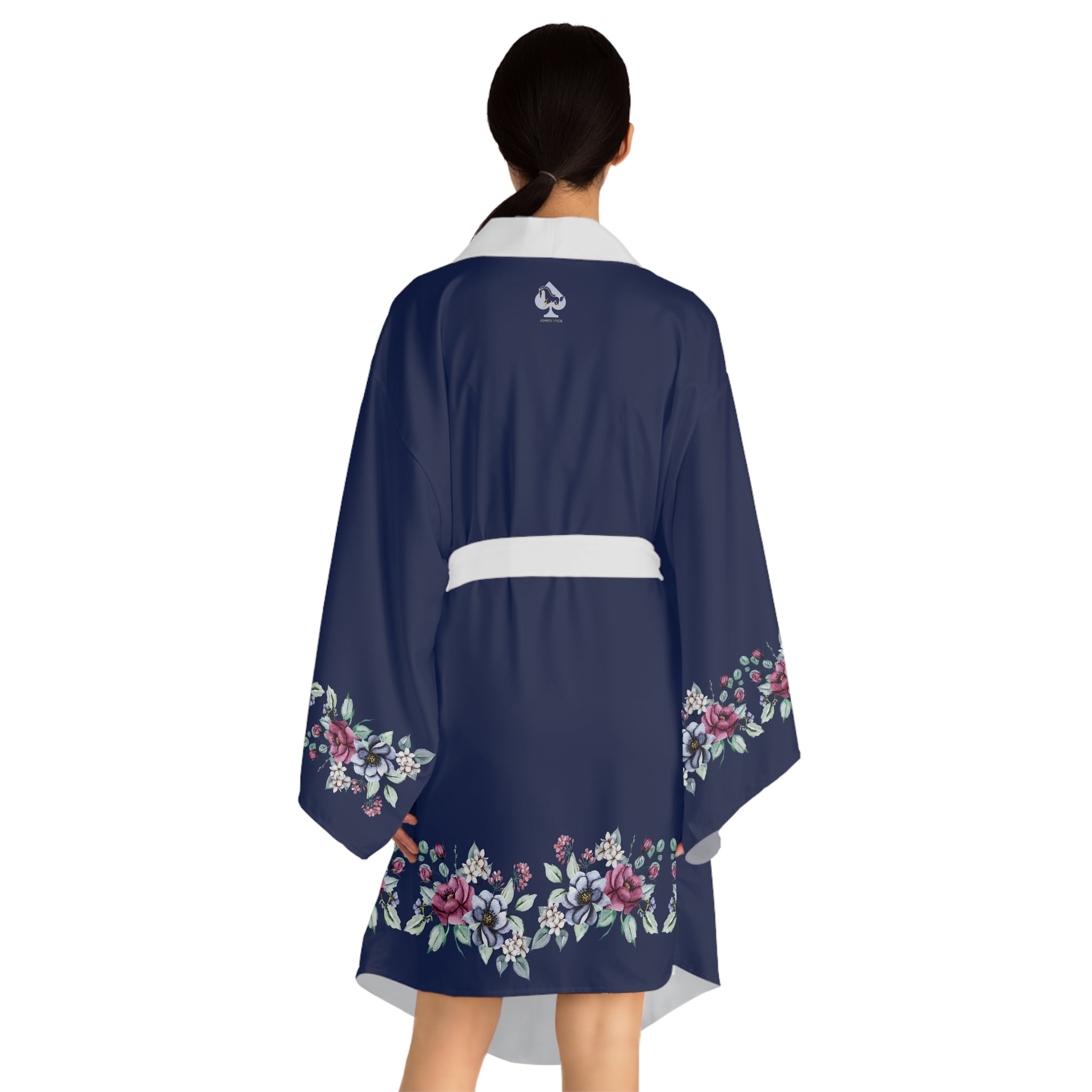 Navy Floral Kimono Robe