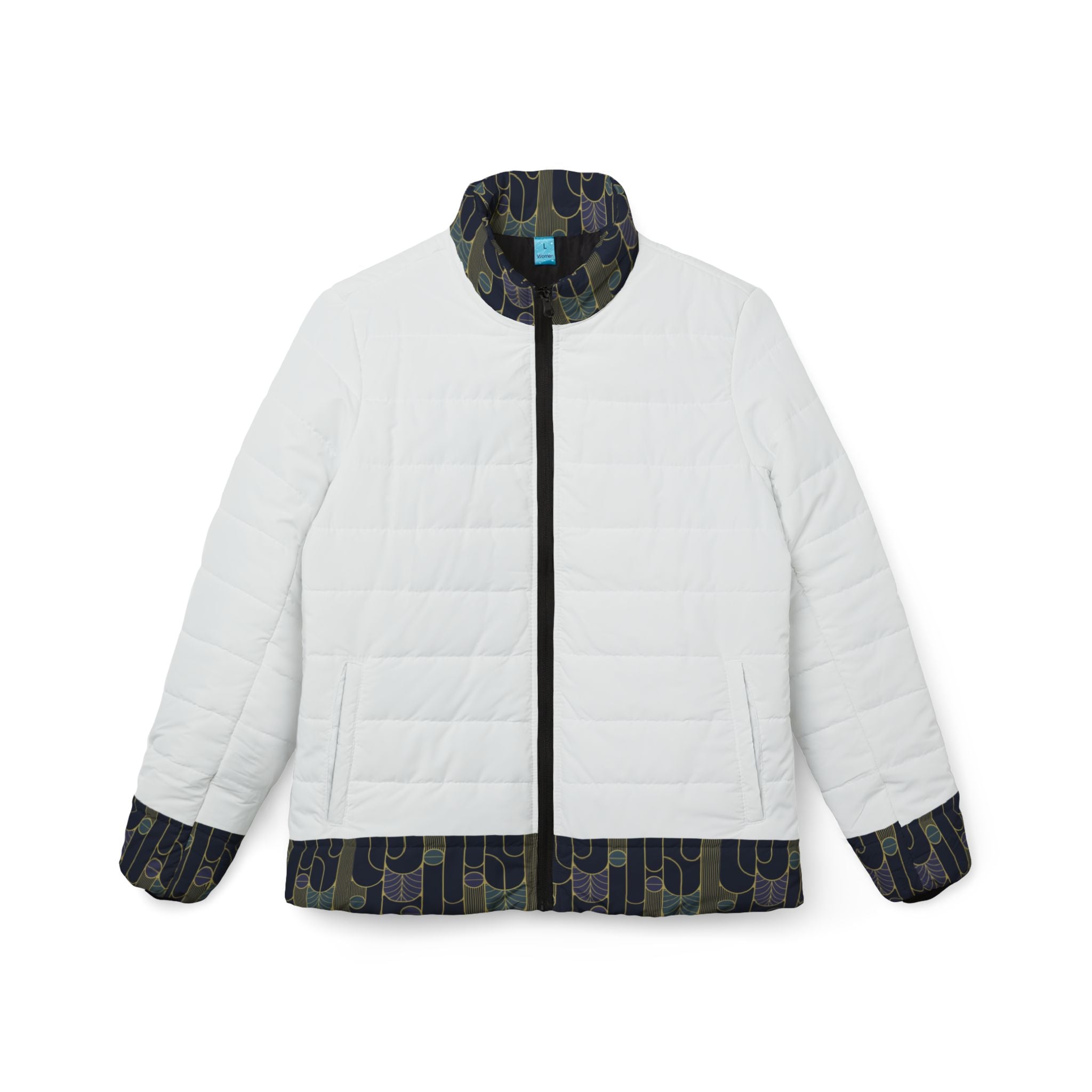 Geometric White Quilted Coat