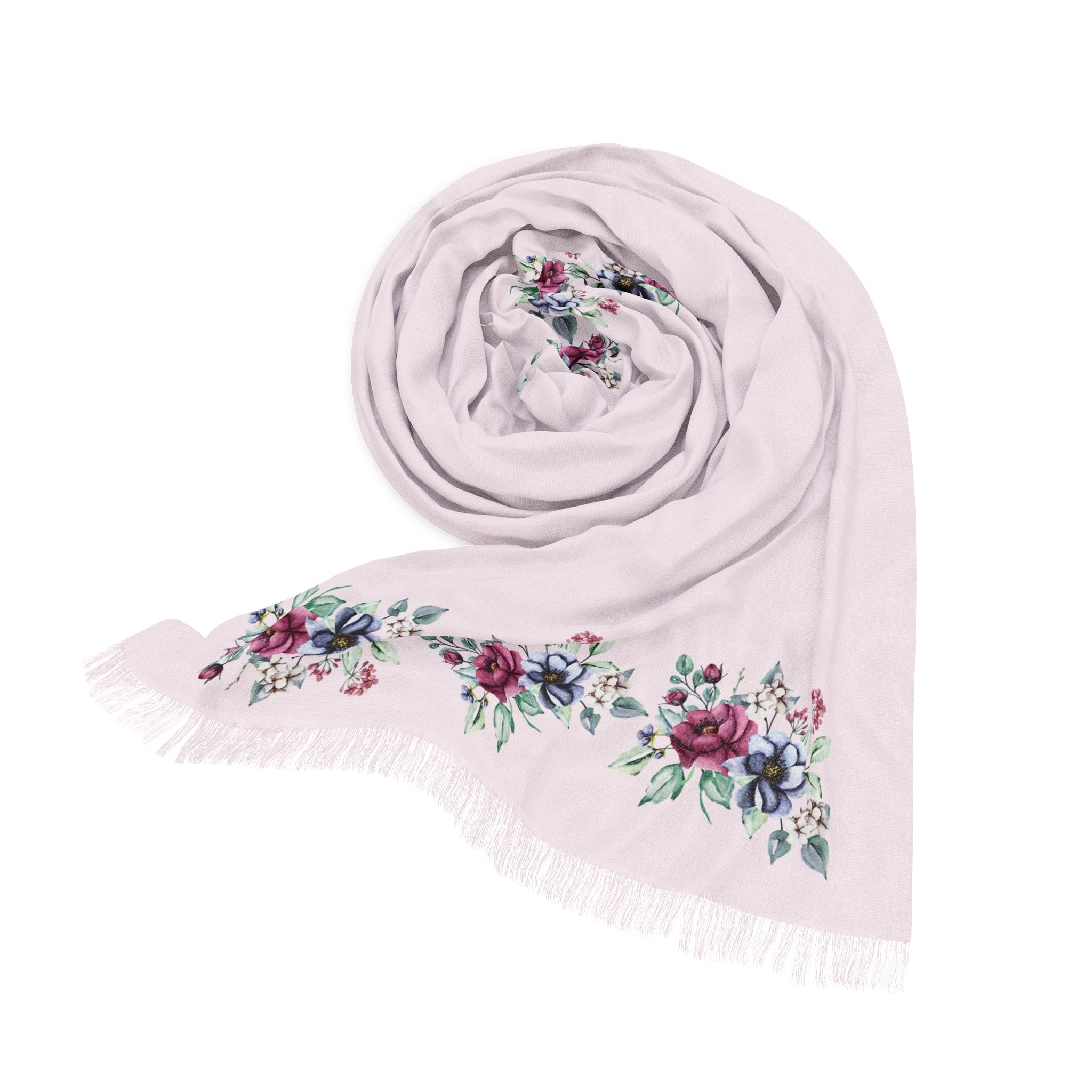 Pastel Pink Floral Border Scarf
