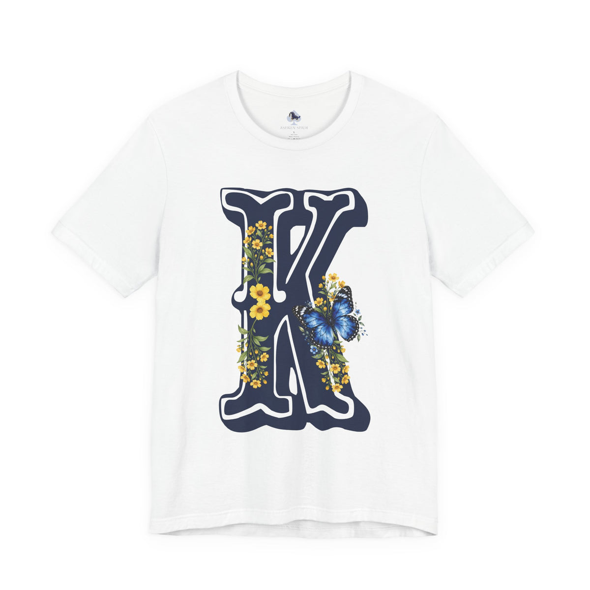 Floral Butterfly Letter K T-Shirt