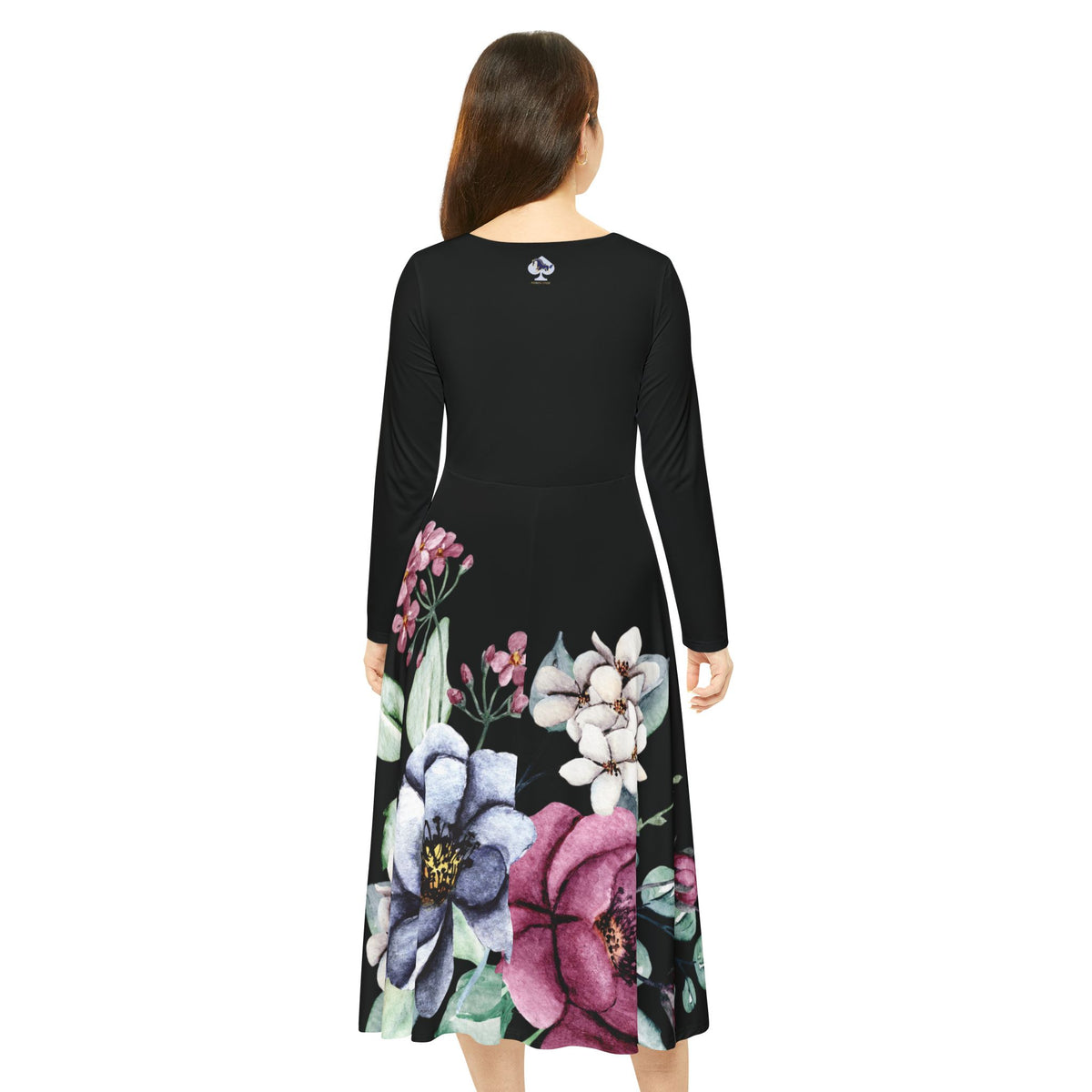 Floral Watercolor Long Sleeve Dance Dress