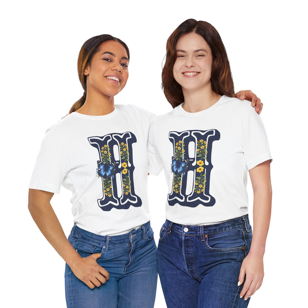 Floral Monogram H Initial Jersey T-Shirt