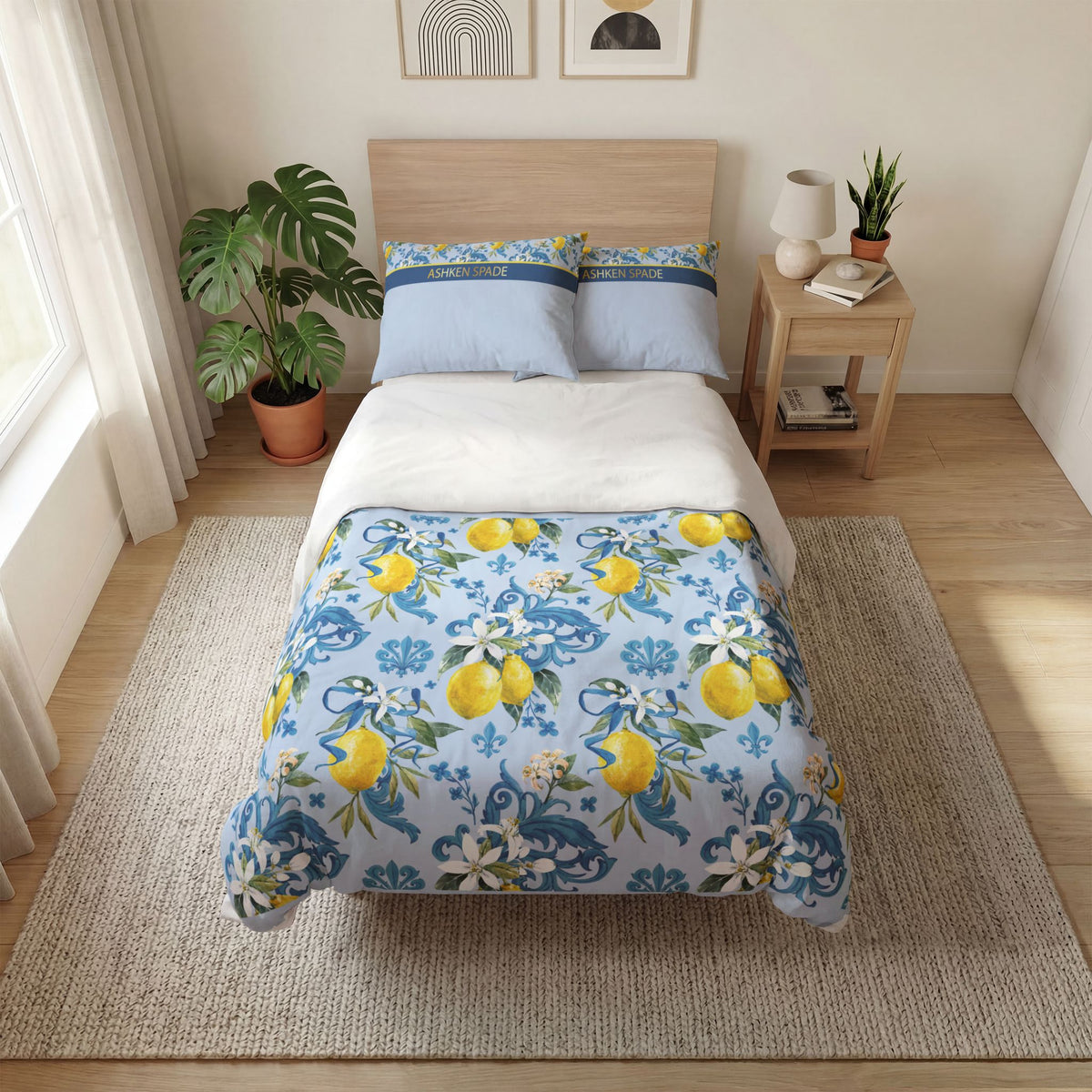 Lemon Floral Quilt Cover Set (3-Piece)