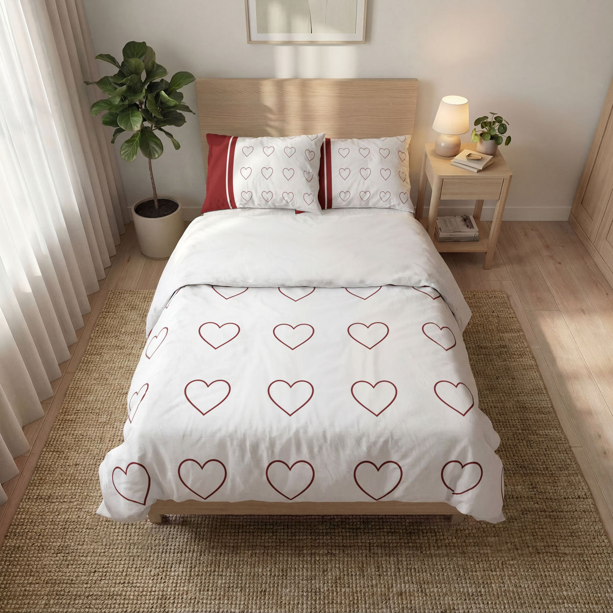 Romantic Heart Pattern Quilt Cover Set