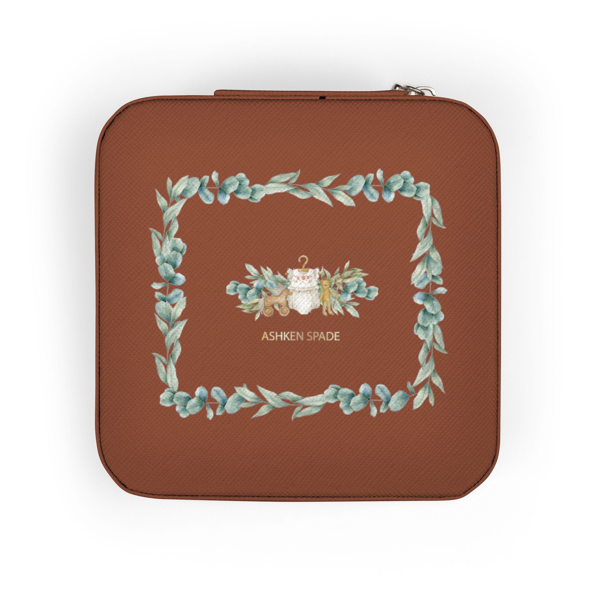 Green Wreath With Bear Jewelry Travel Case