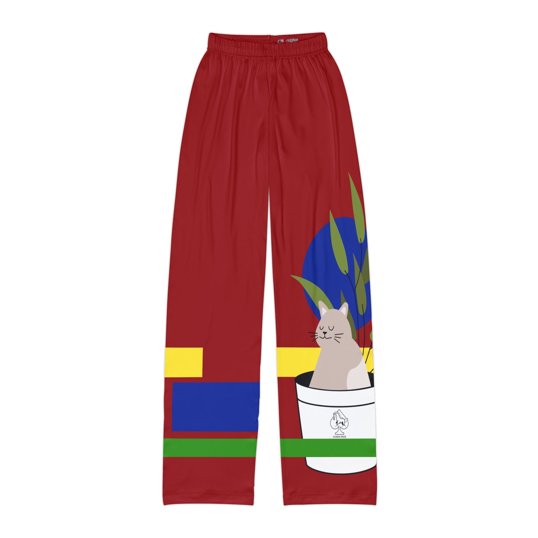Red Cozy Cat & Plant Kids Lounge Pants