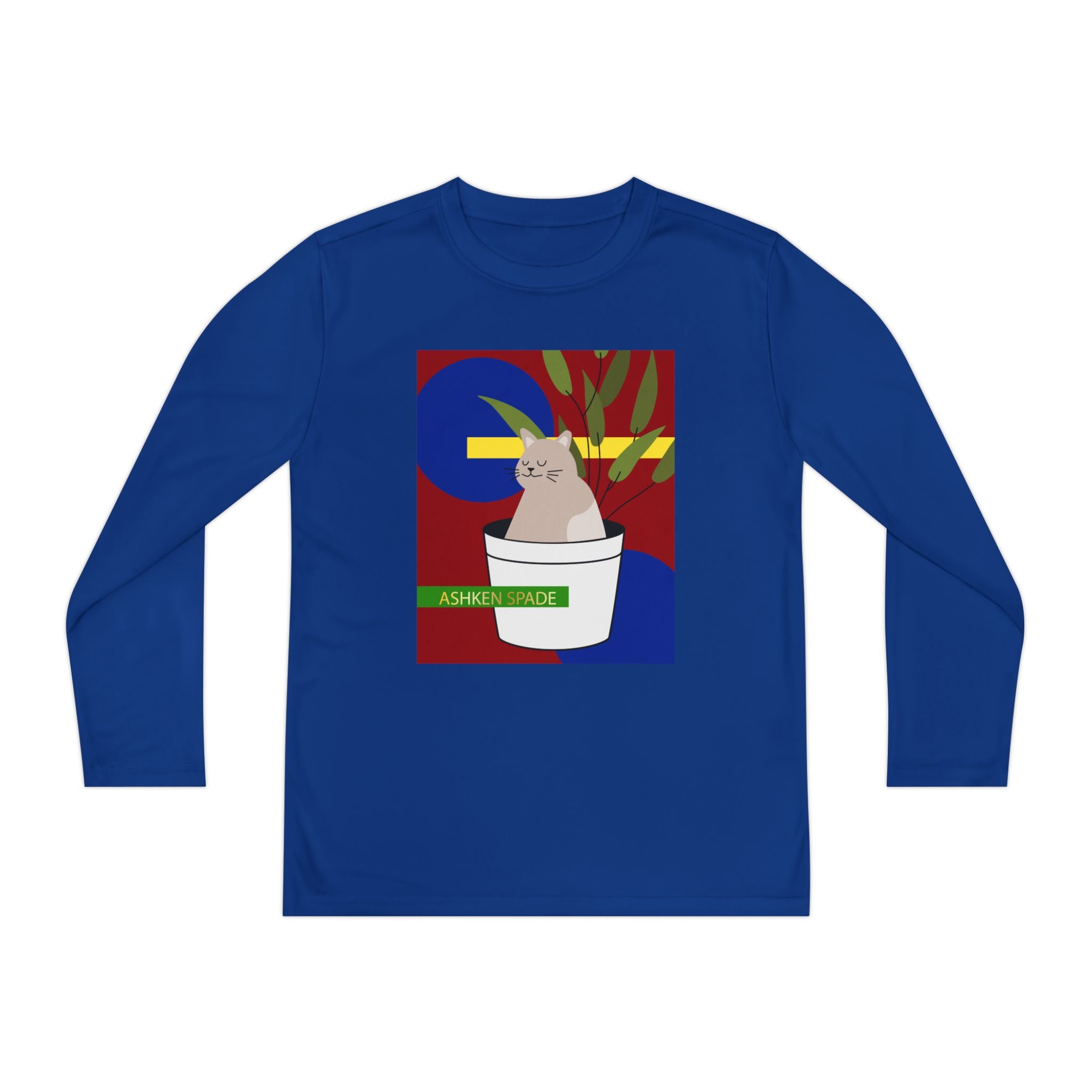 Red Cozy Cat & Plant Youth Long Sleeve Tee