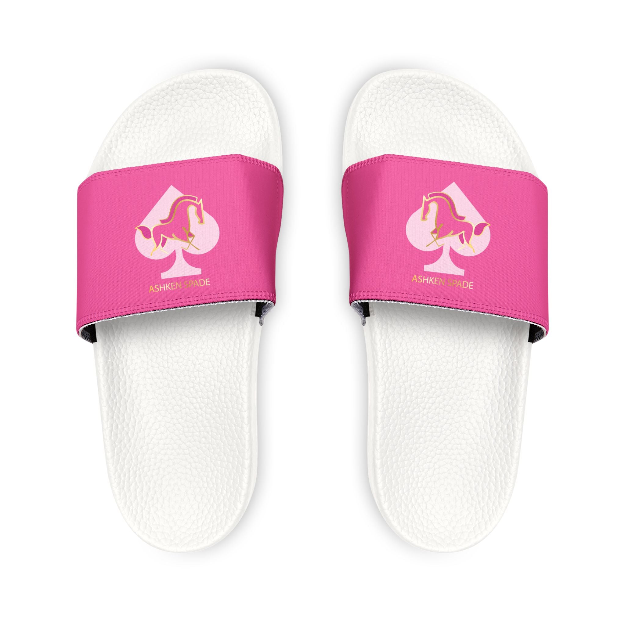Youth Pink Slide Sandals with Ashken Spade Logo