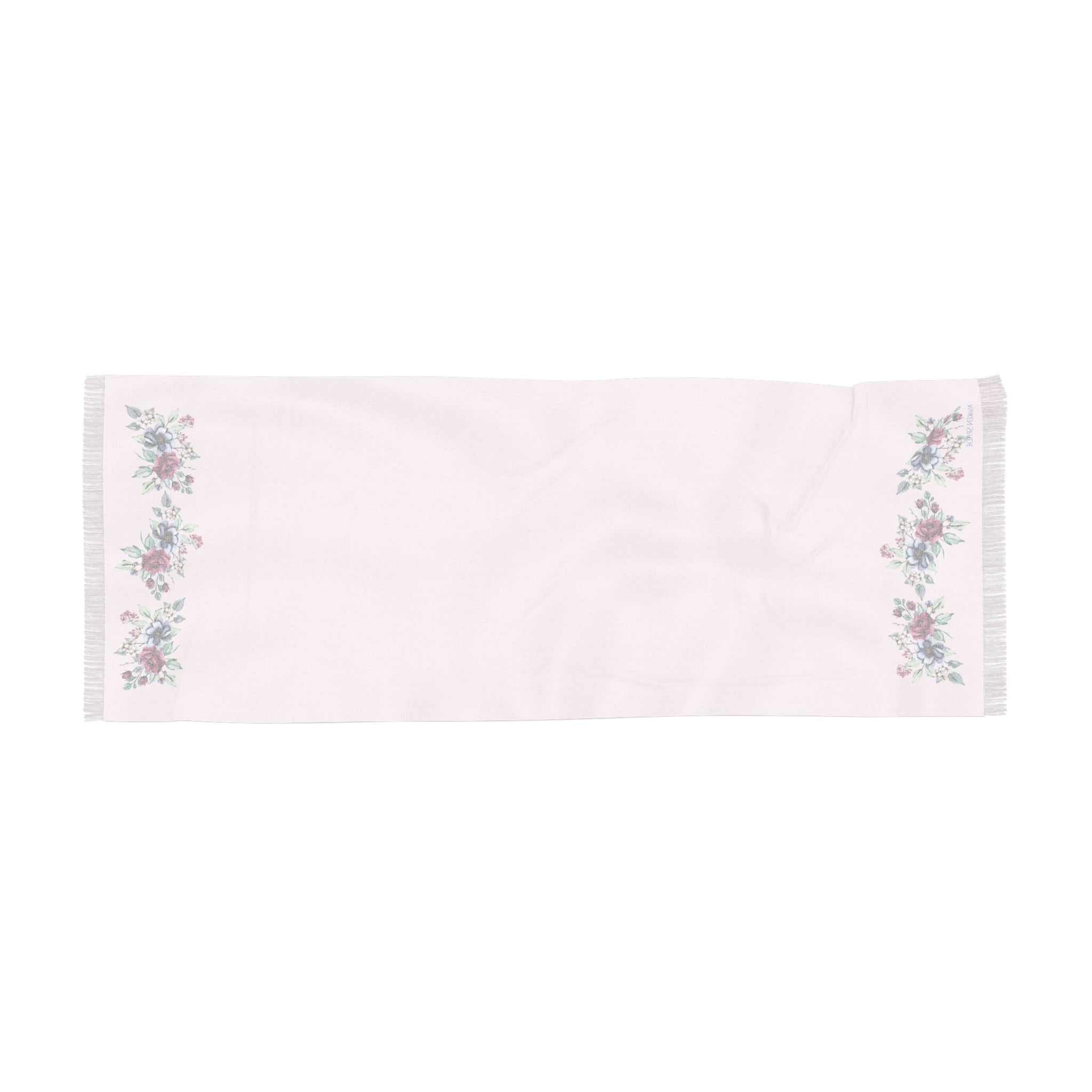 Pastel Pink Floral Border Scarf