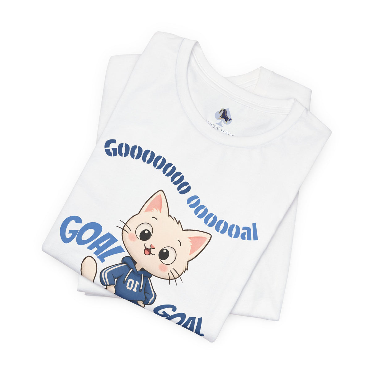 Soccer Cat T-Shirt — Cute 'Goal! Gooooal' Kids & Youth Soccer Tee (Custom Name)