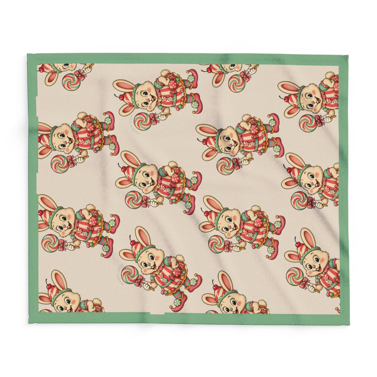 Cute Retro BunBon Character Pattern Fleece Blanket