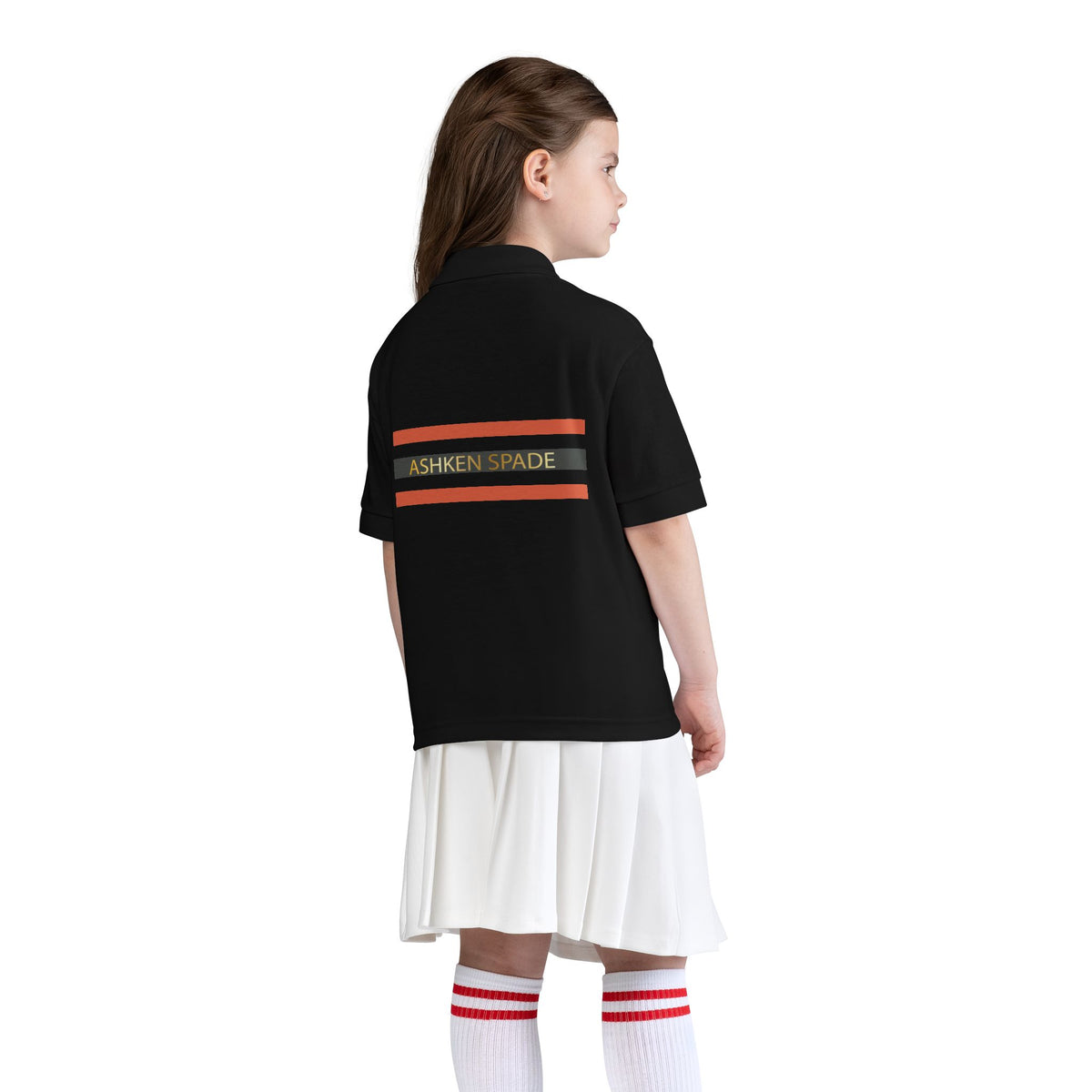 Youth Polo Shirt — 'Ashken Spade' Retro Stripe Chest & Back Logo