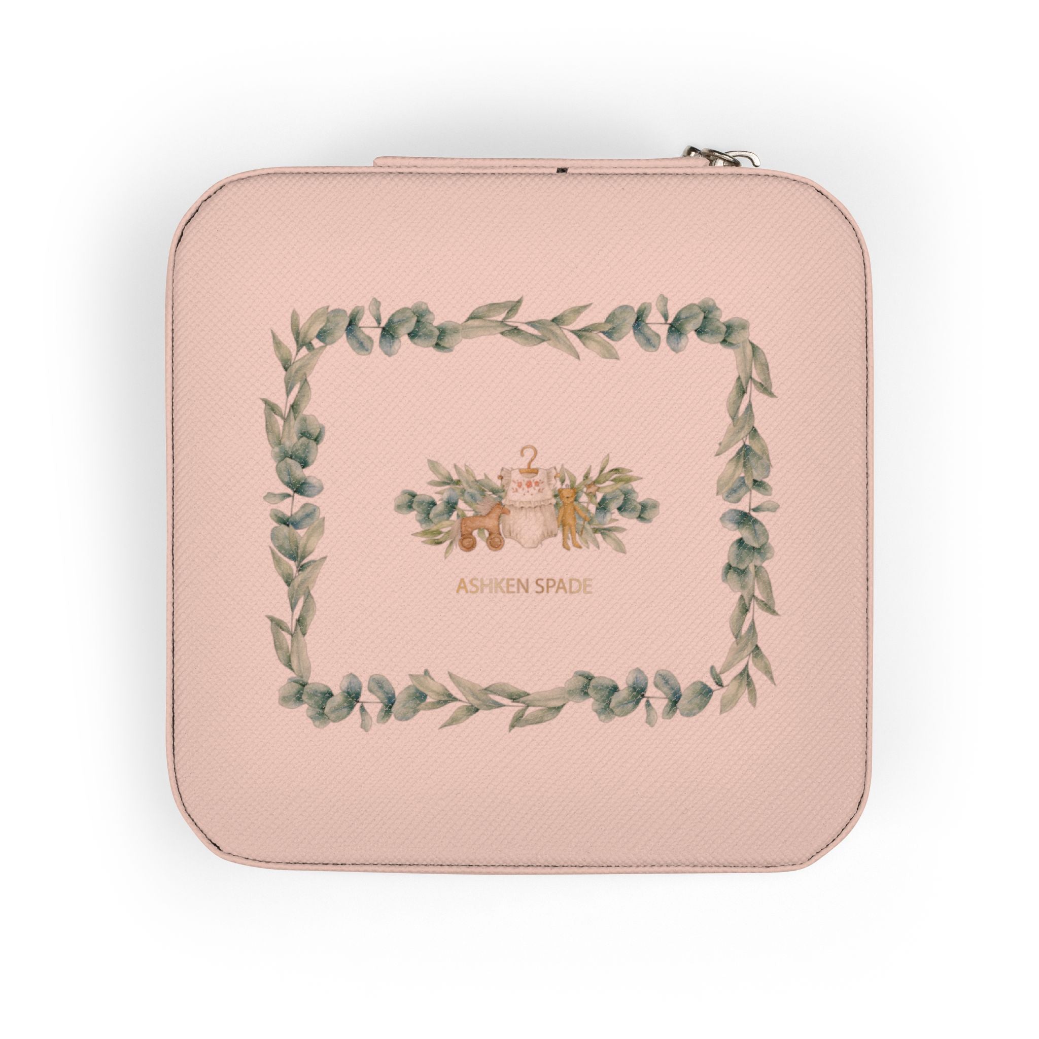 Green Wreath With Bear Jewelry Travel Case