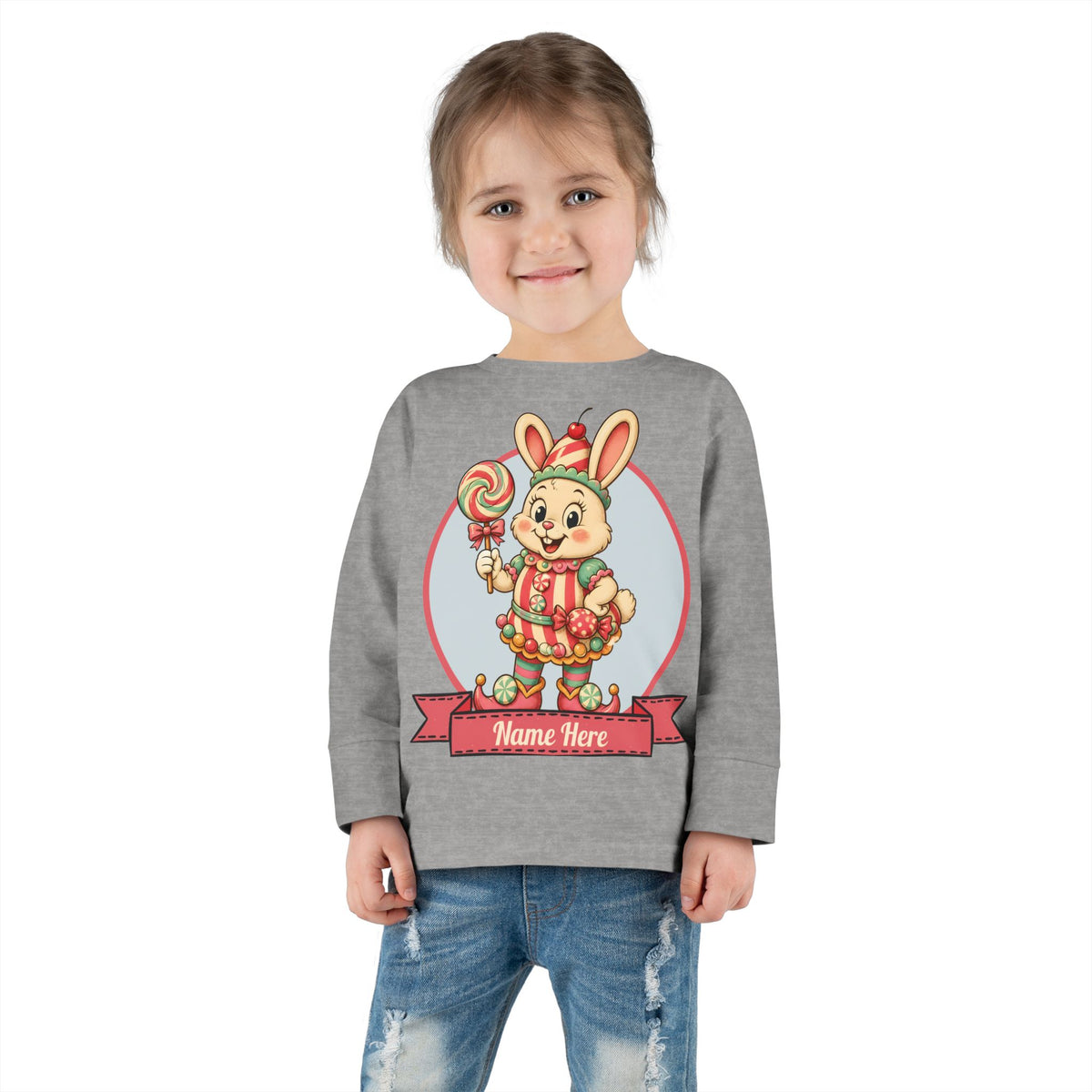 Personalized 'Bun Bon' Bunny Toddler Long Sleeve Tee