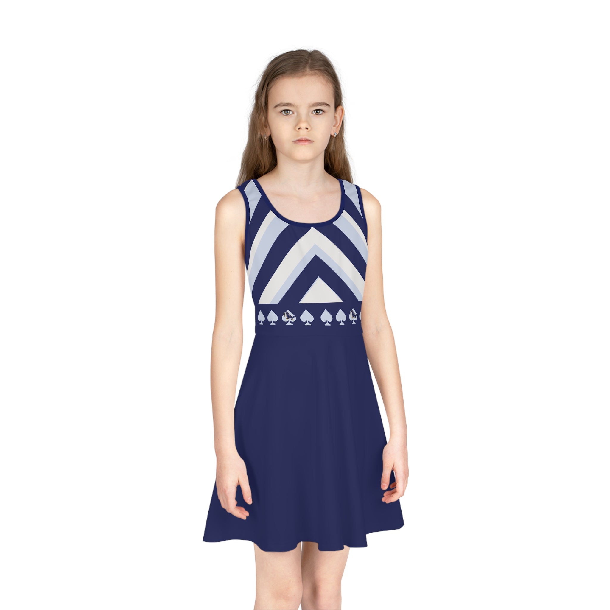 Navy Geometric Chevron Girls' Sundress