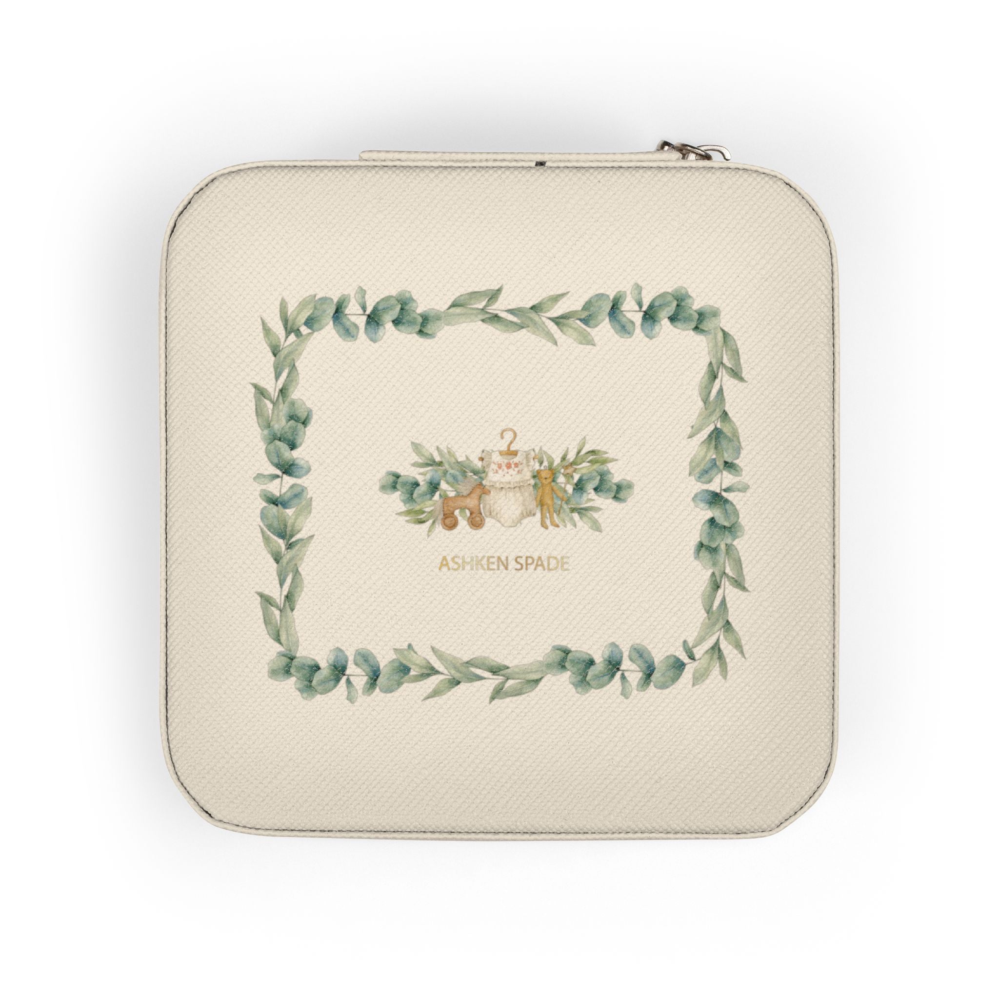 Green Wreath With Bear Jewelry Travel Case