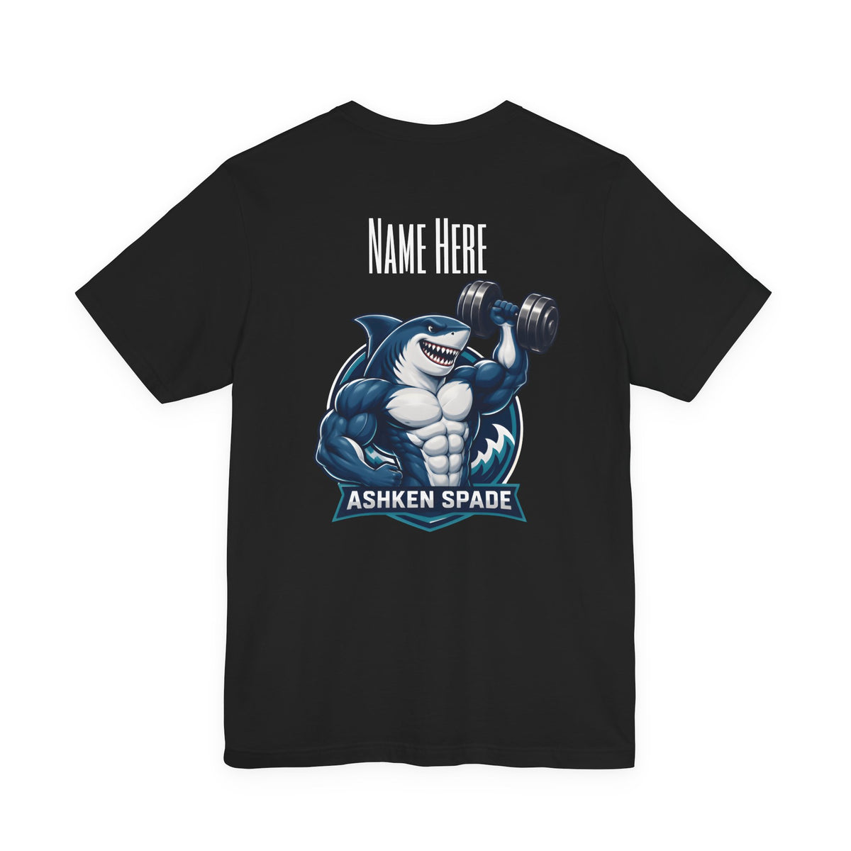 Ashken Spade Shark Weightlifter Personalized Graphic Tee