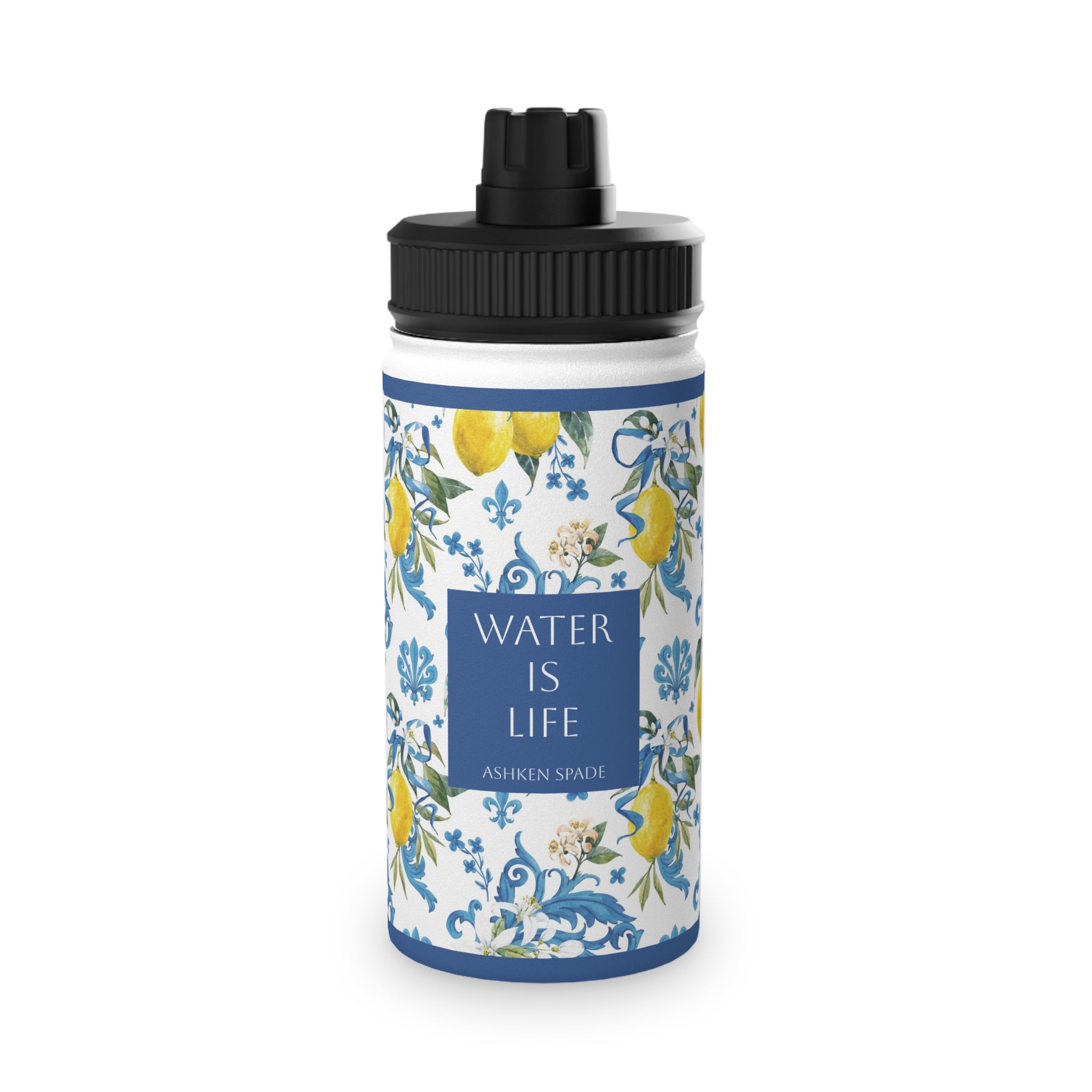 Lemon Floral Stainless-Steel Sports Bottle
