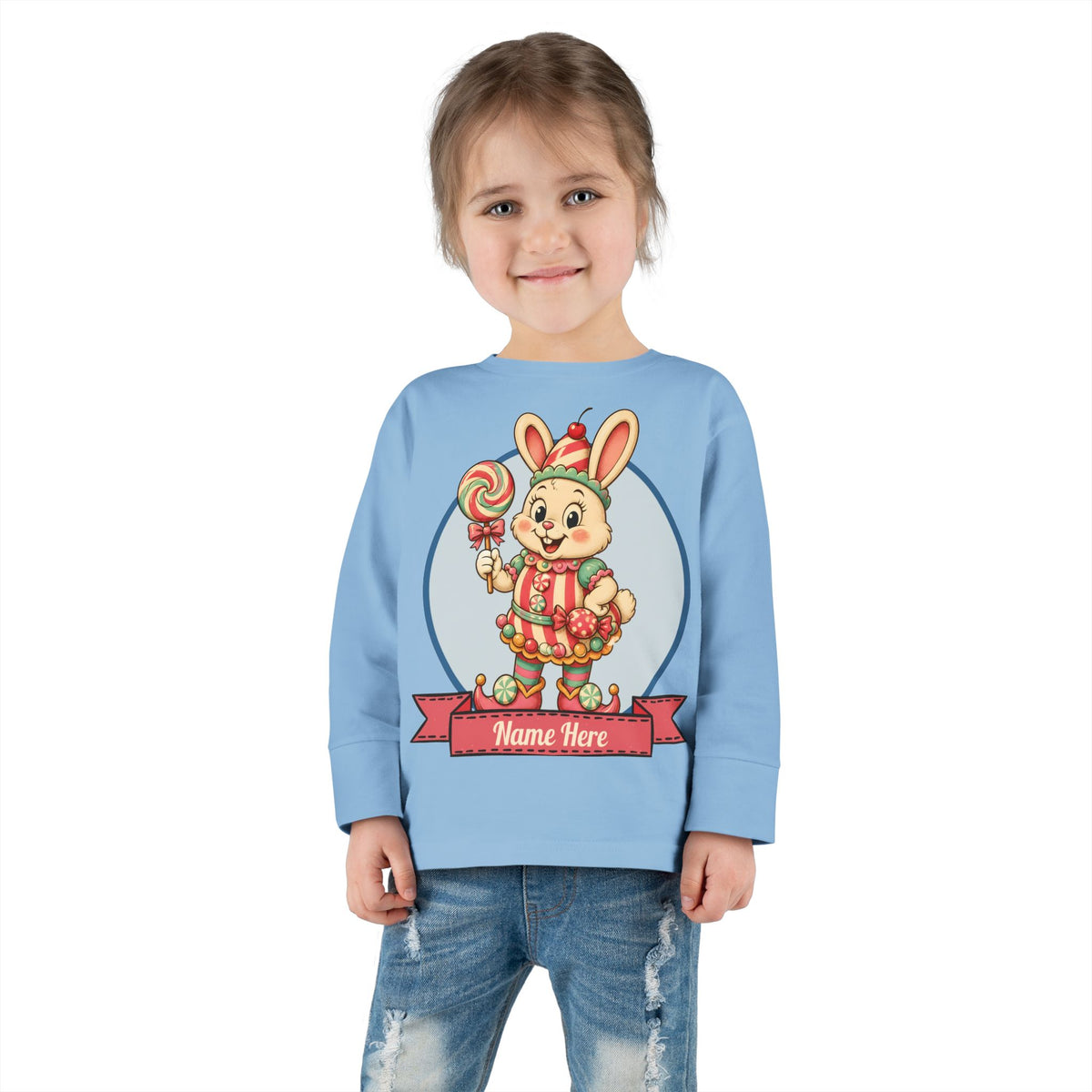 Personalized 'Bun Bon' Bunny Toddler Long Sleeve Tee