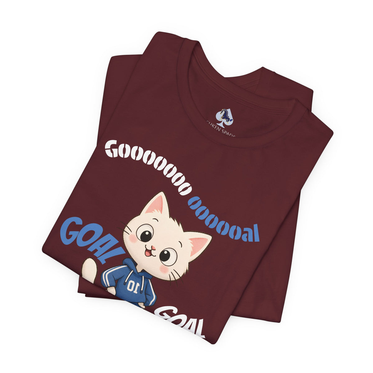 Soccer Cat T-Shirt — Cute 'Goal! Gooooal' Kids & Youth Soccer Tee (Custom Name)