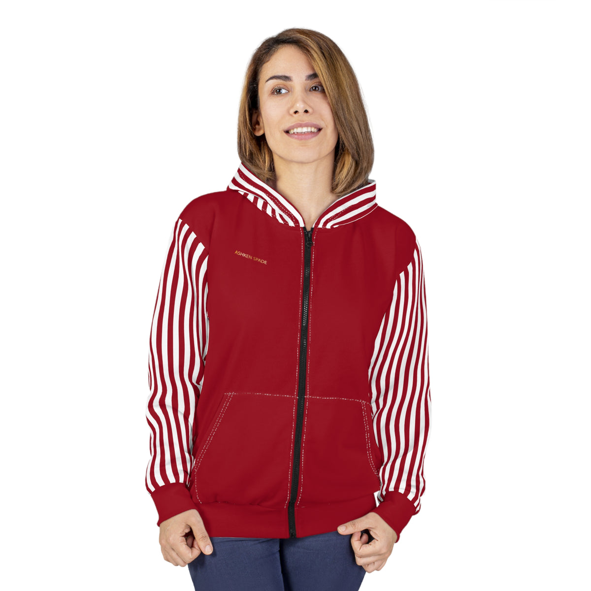 Red and White Candy Cane Striped Zip Hoodie