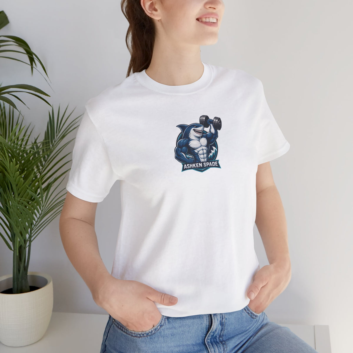 Ashken Spade Shark Weightlifter Personalized Graphic Tee