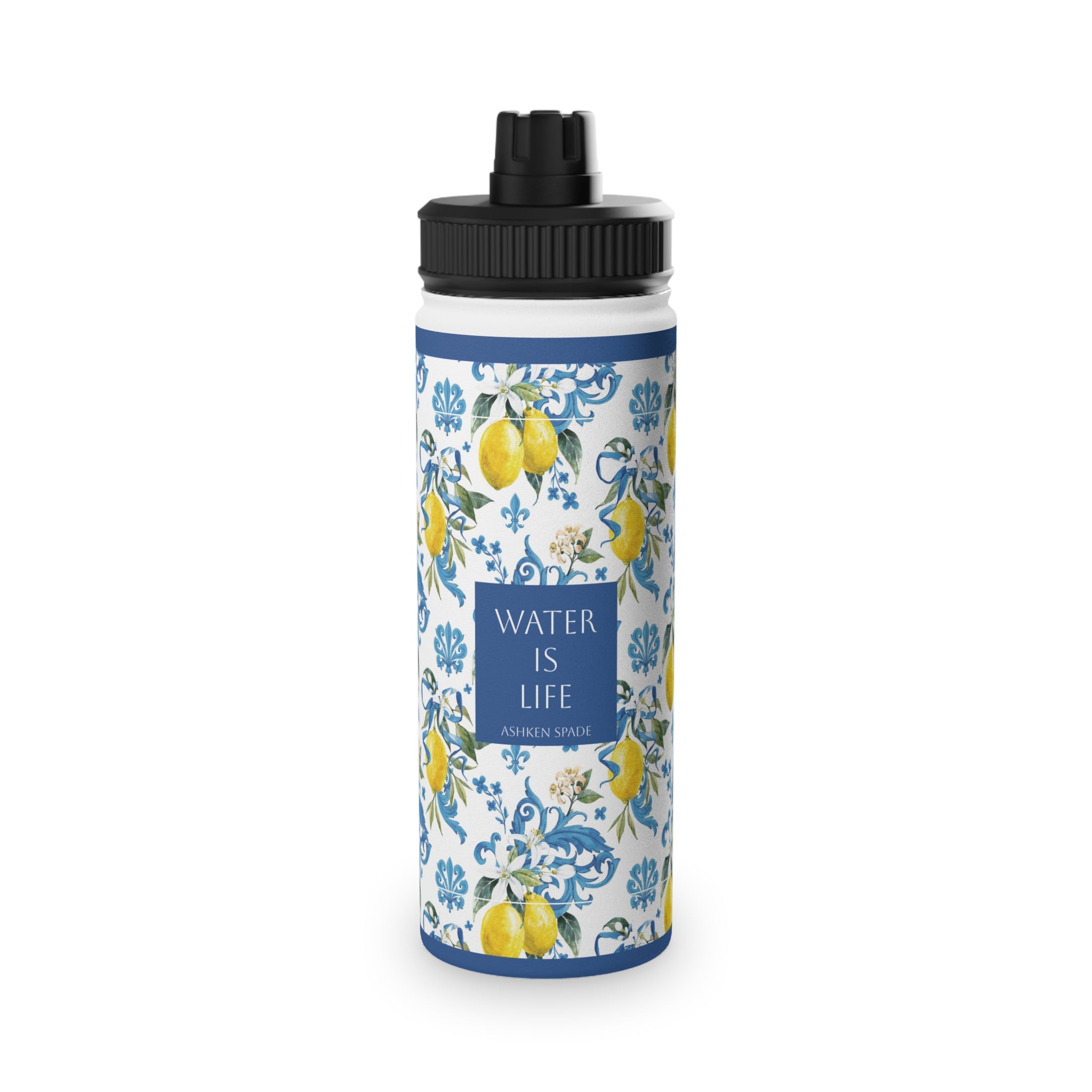 Lemon Floral Stainless-Steel Sports Bottle