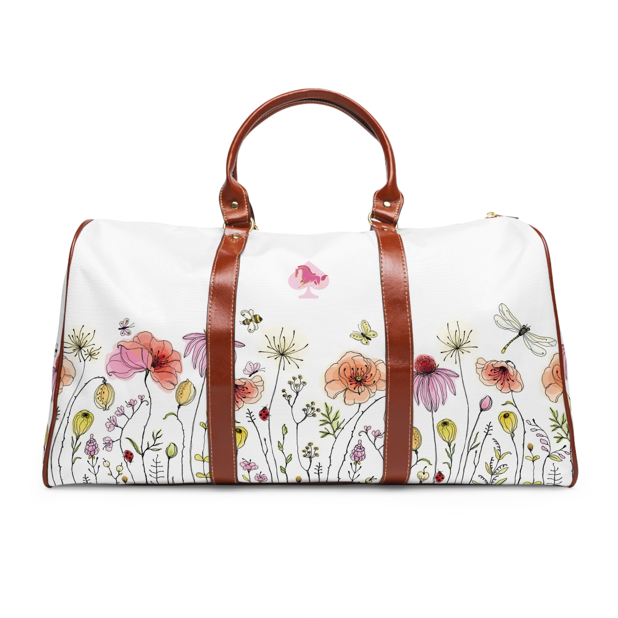 Travel Duffel with Flowers Background