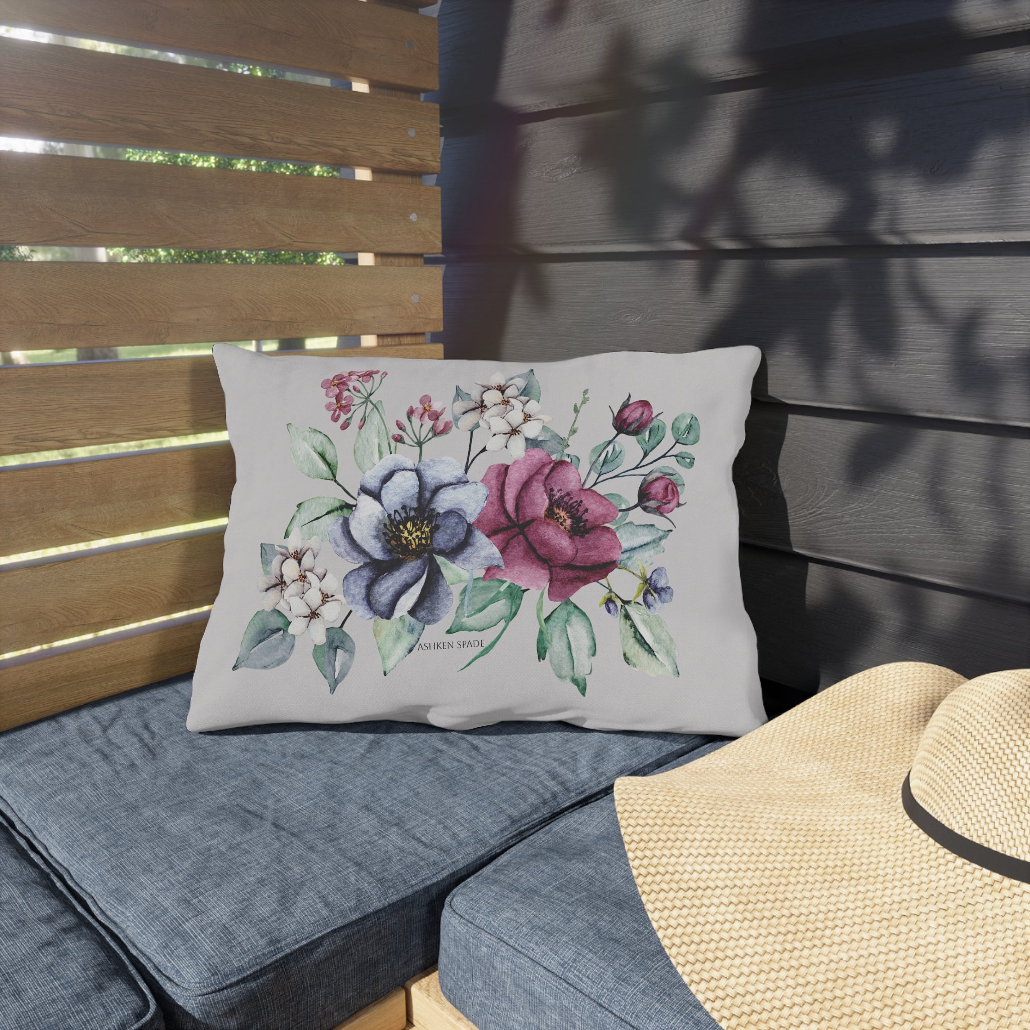 Gray Cushion With Flower