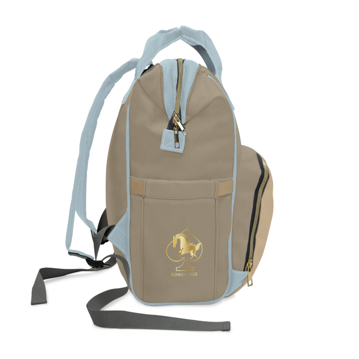 Personalized Cute Bunny & Doll Baby Diaper Backpack/Brown