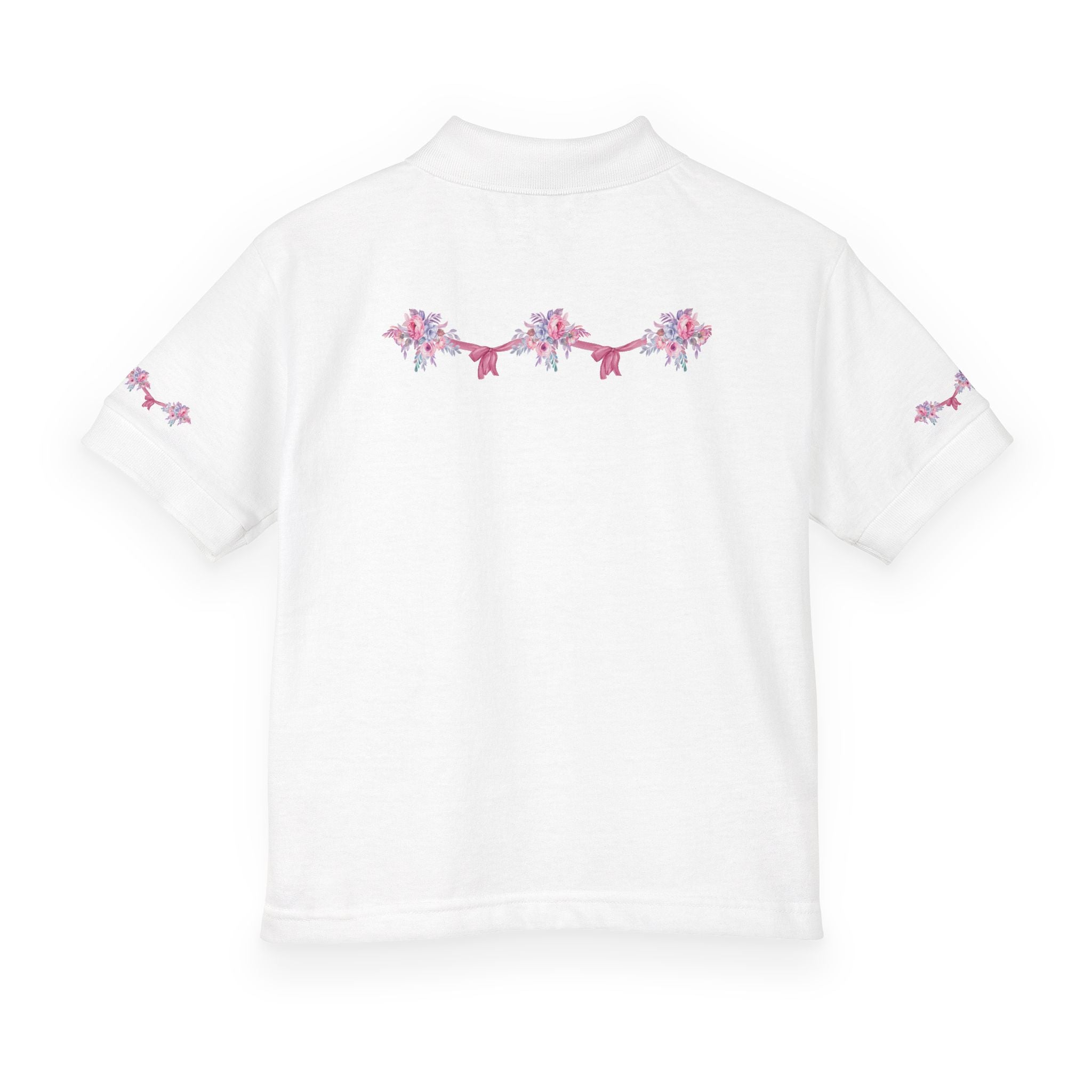 Youth Polo Shirt - Pink Floral Ribbon
