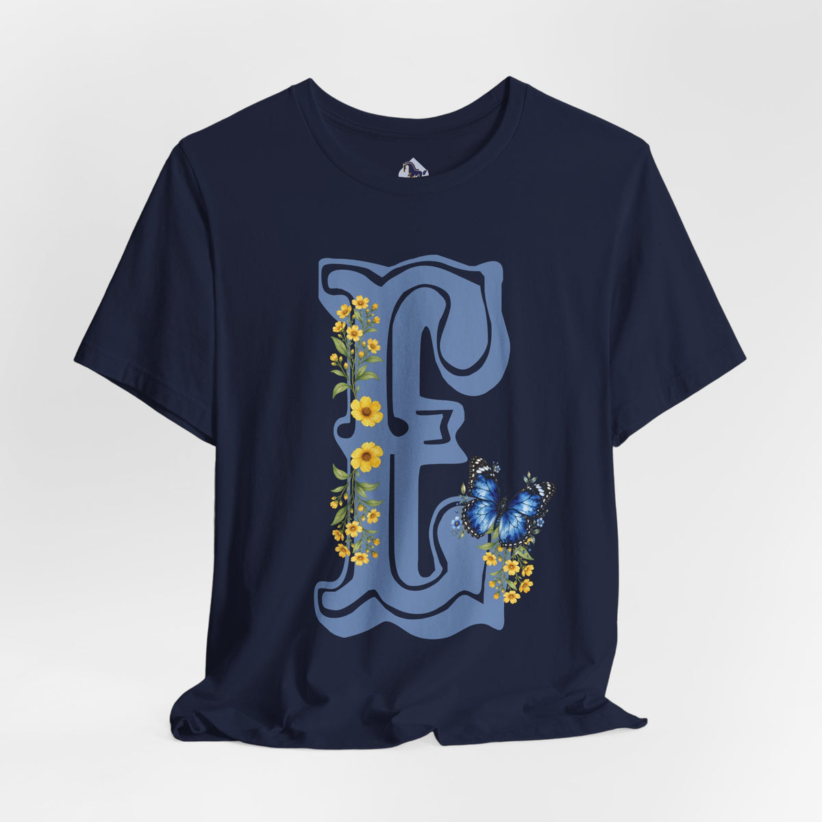 Floral Monogram E Letter T-Shirt
