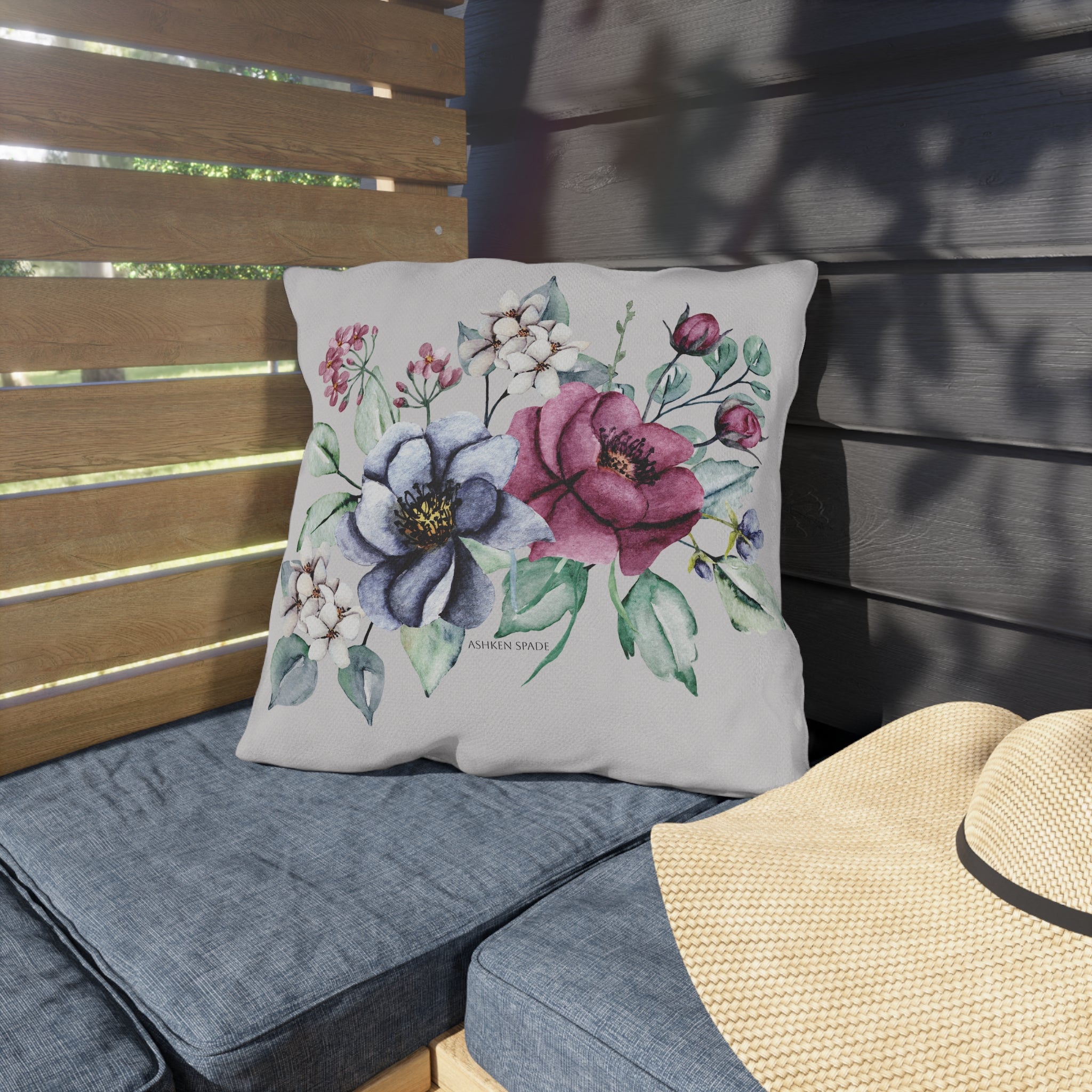 Gray Cushion With Flower