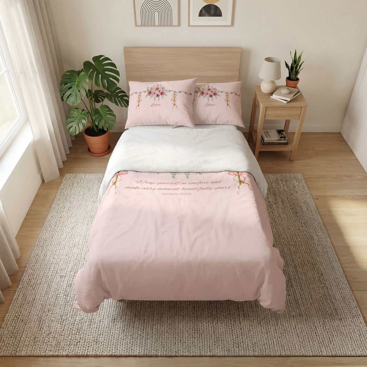 Personalized Floral Pink Quilt Cover Set