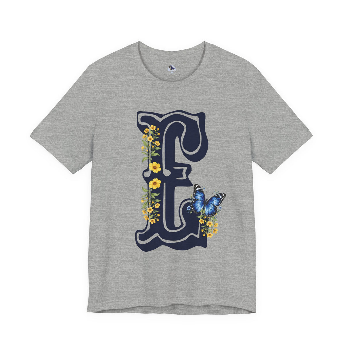 Floral Monogram E Letter T-Shirt