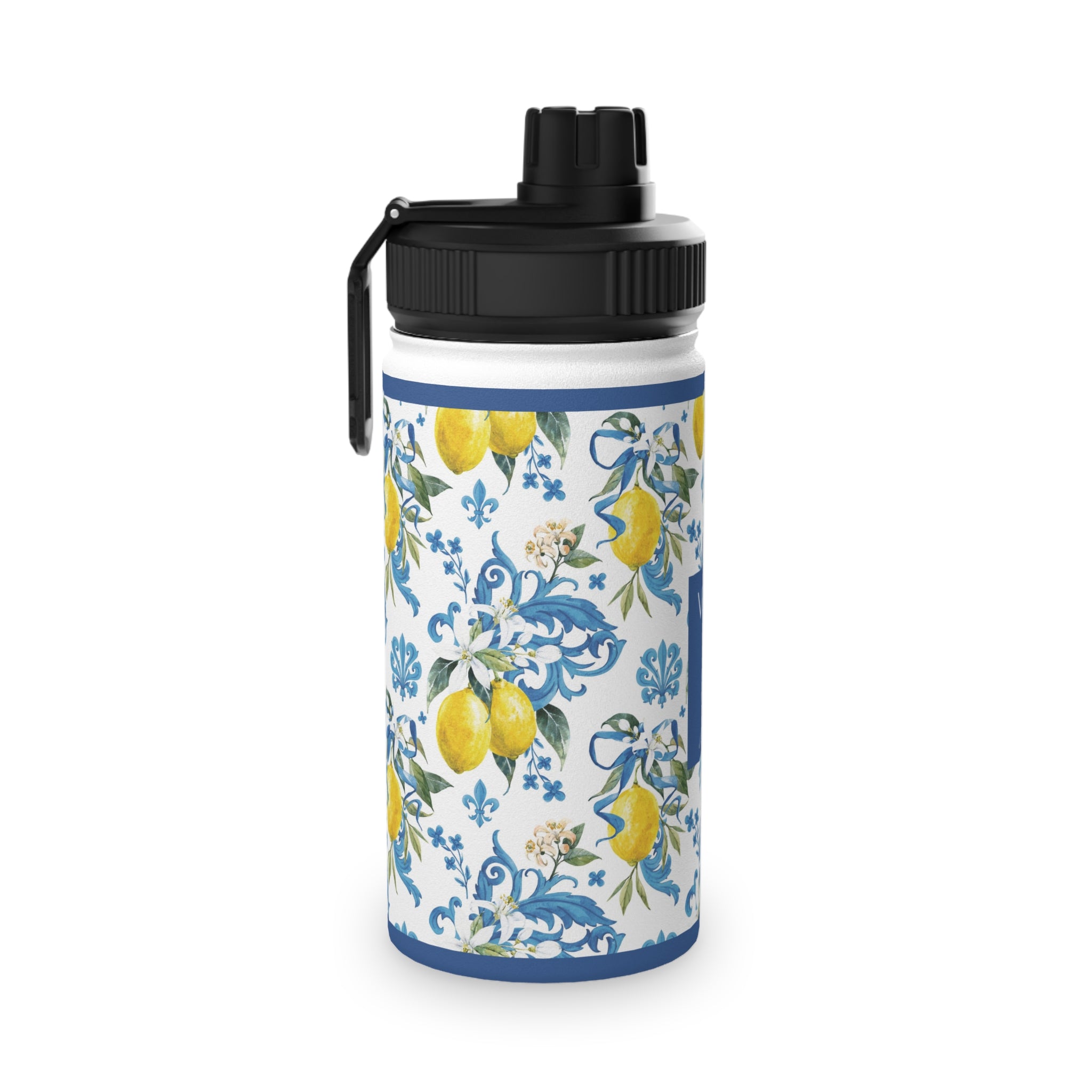 Lemon Floral Stainless-Steel Sports Bottle