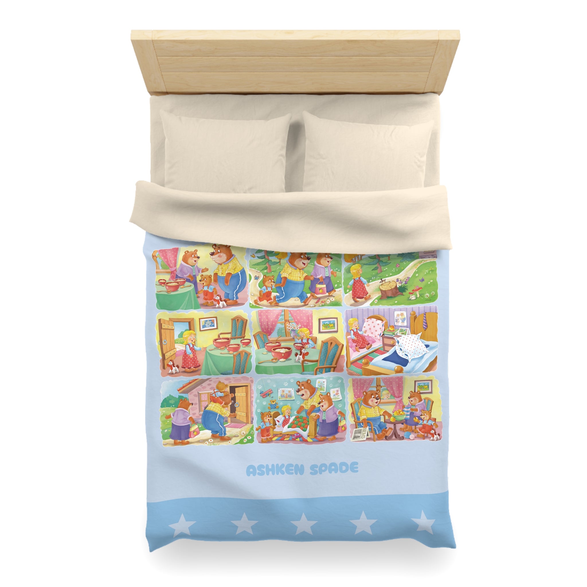 Blue Three Bears Story Duvet Cover