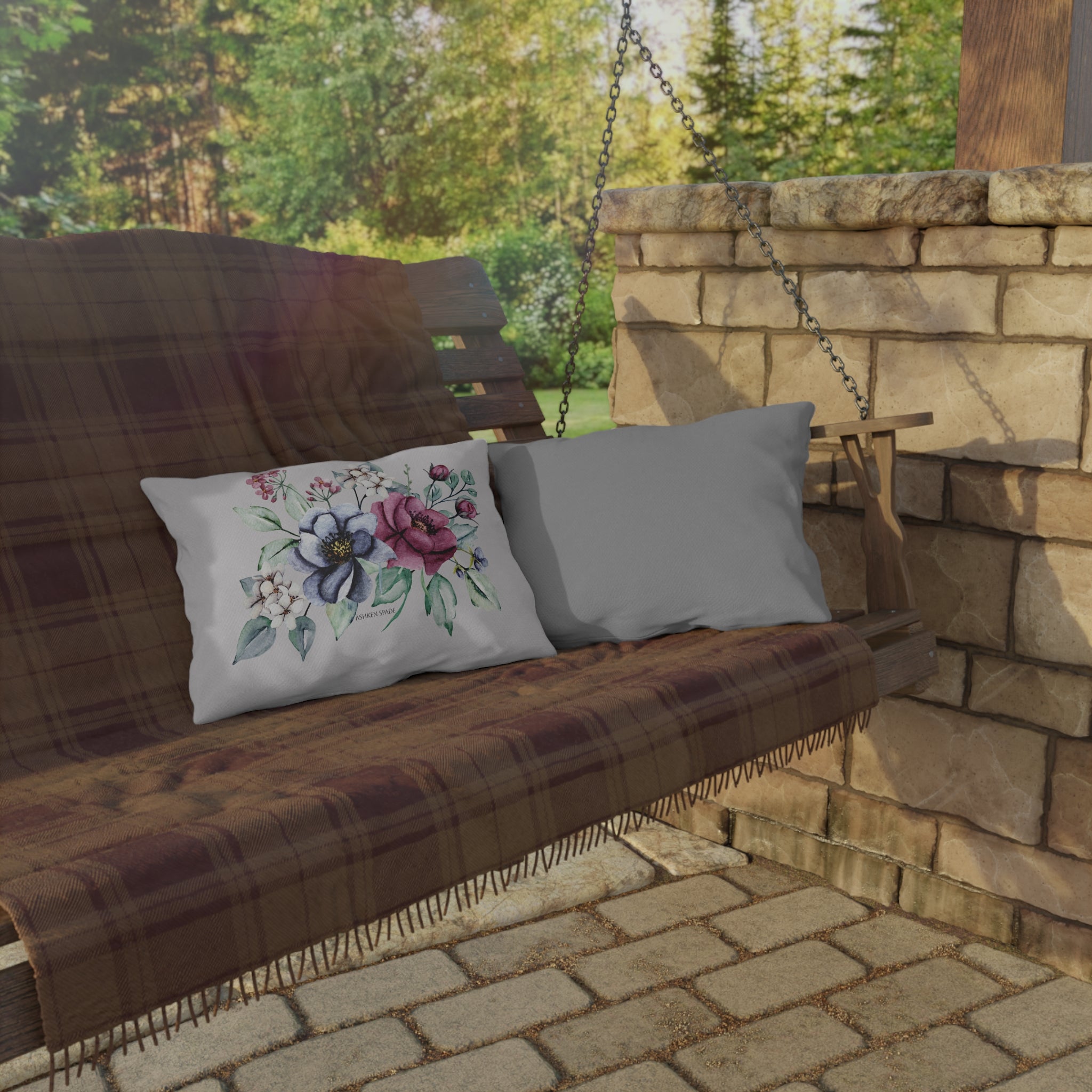 Gray Cushion With Flower