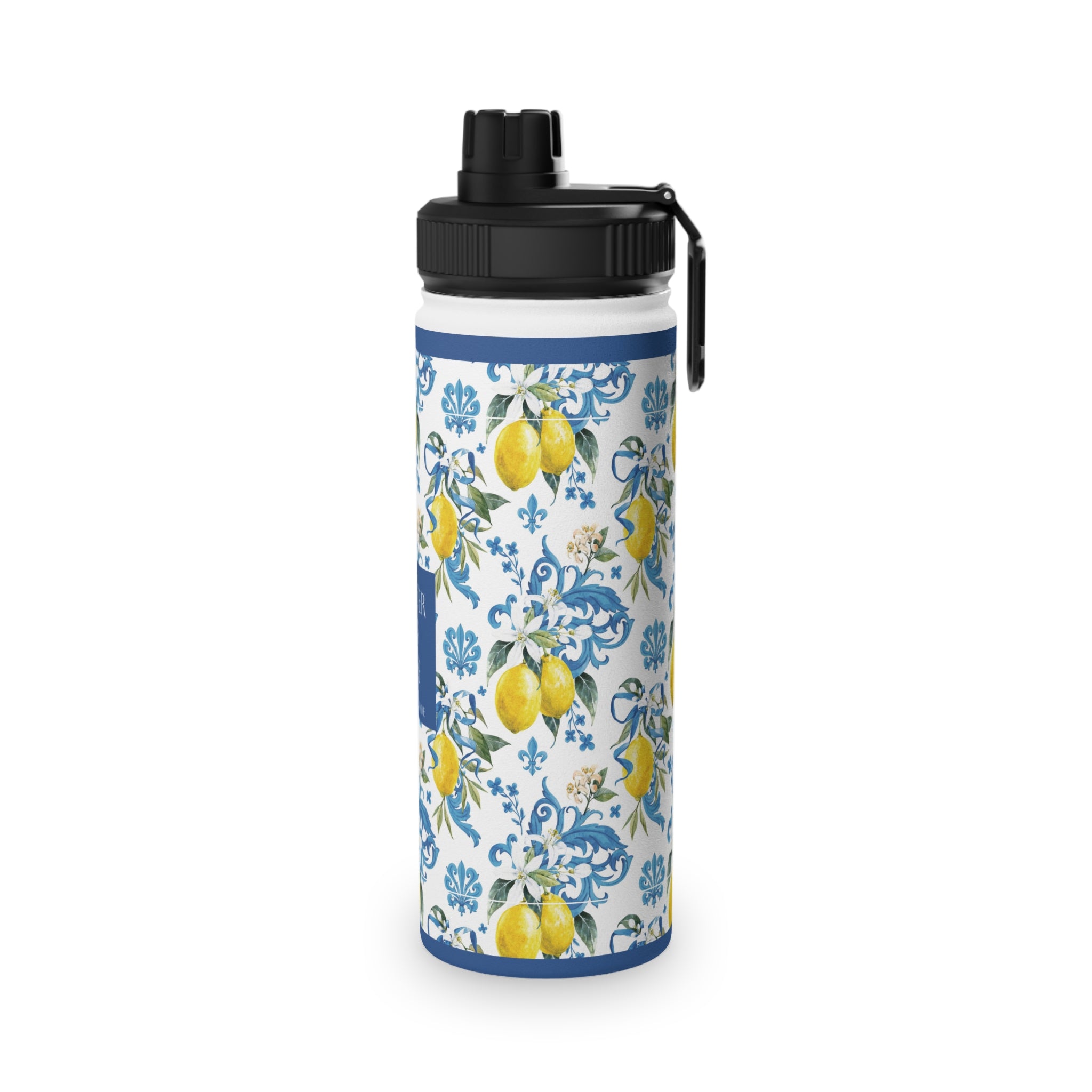 Lemon Floral Stainless-Steel Sports Bottle