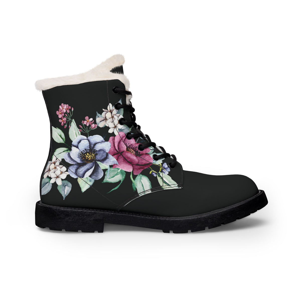 Floral Shearling-Lined Leather Boots
