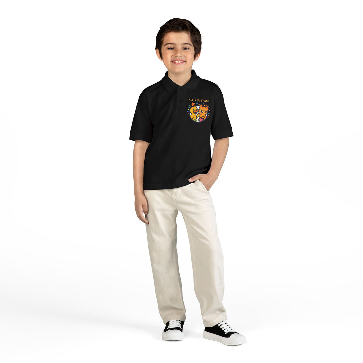 Kids Polo Shirt — Happy Cat & Duck Kids Polo Shirt