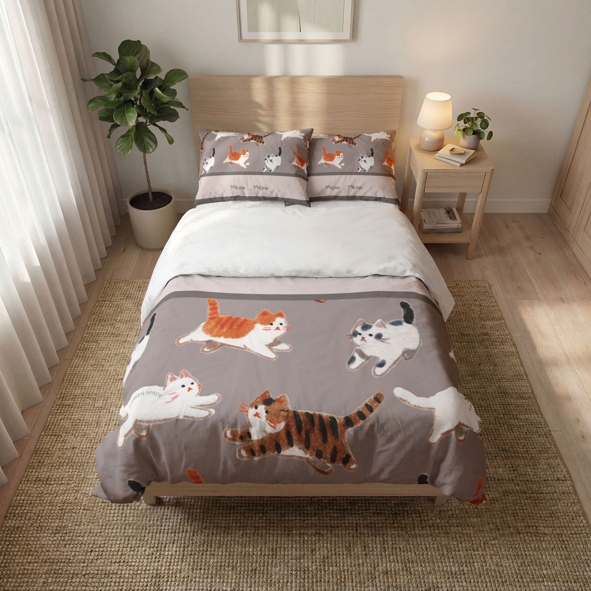 "Meow Makes Everything Cozier" Bedding
