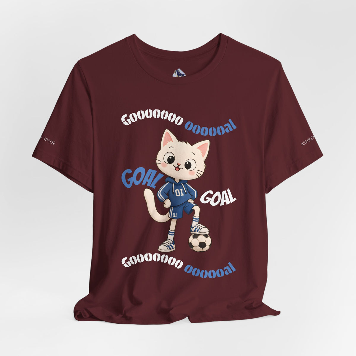 Soccer Cat T-Shirt — Cute 'Goal! Gooooal' Kids & Youth Soccer Tee (Custom Name)