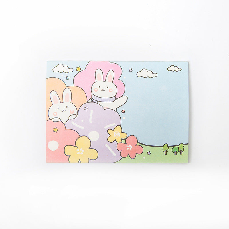 Cute Happy Rabbit Cartoon Plaid Note Stationery